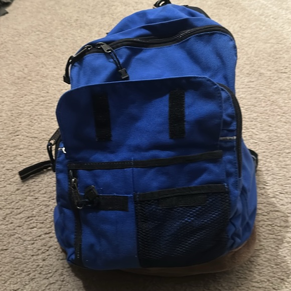 Spalding Blue Brown Backpack Classic Design Multiple Compartments One Size - Picture 4 of 5